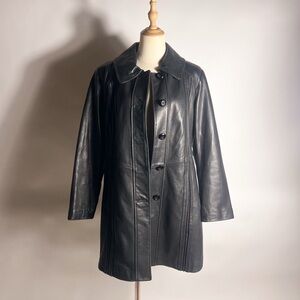 90s BUTTERY SOFT Preston & York Genuine Leather Collared Jacket Womens Petite M